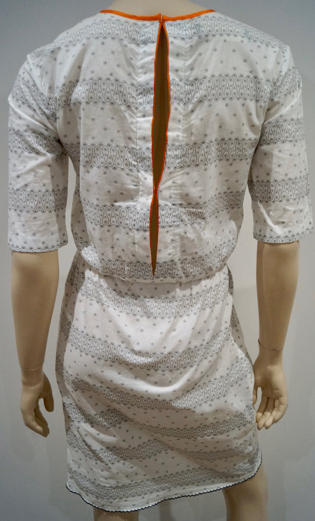 MARNI SUMMER EDITION 2012 White & Black Cotton Geometric Print Summer Dress 38