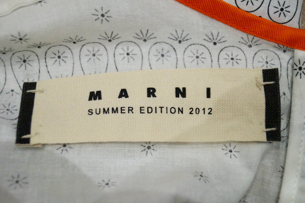 MARNI SUMMER EDITION 2012 White & Black Cotton Geometric Print Summer Dress 38