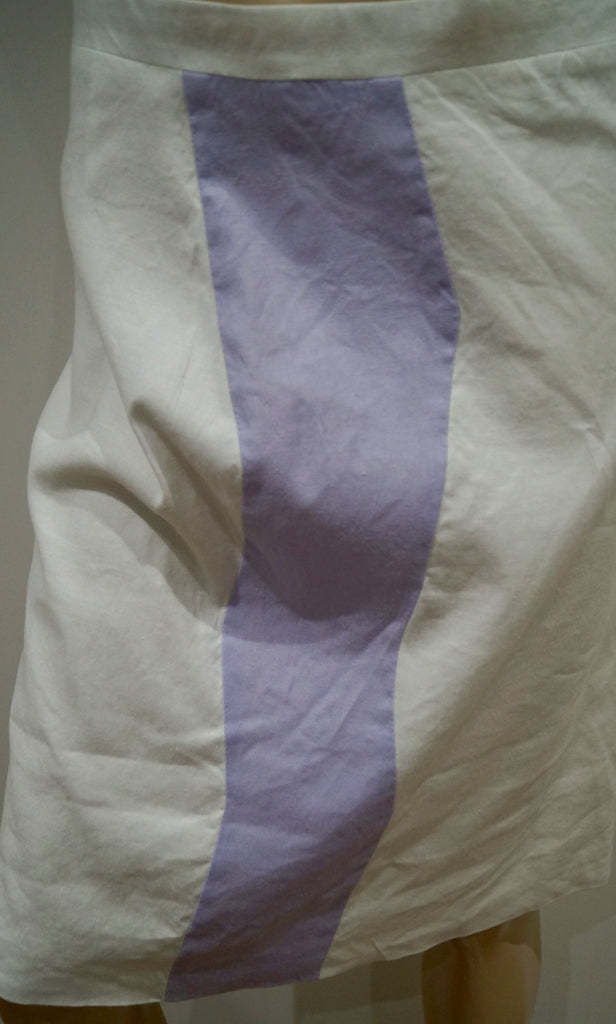 VERSACE JEANS COUTURE White & Lilac Panel Linen Blend Summer Pencil Skirt 32/46