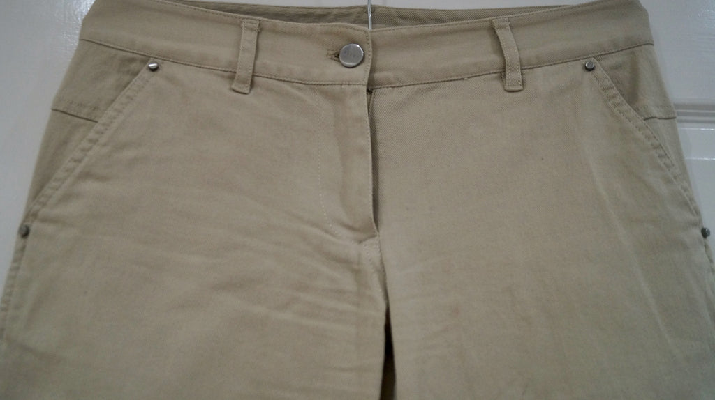 BUI DE BARBARA BUI Beige Straight Wide Leg Crop Capri Casual Trousers Pants M