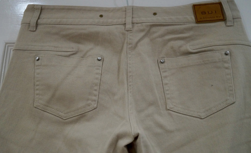 BUI DE BARBARA BUI Beige Straight Wide Leg Crop Capri Casual Trousers Pants M