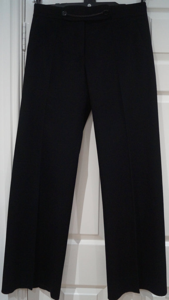 NICOLE FARHI Black Wool Cashmere Blend Straight Flare Leg Formal Trousers Pants