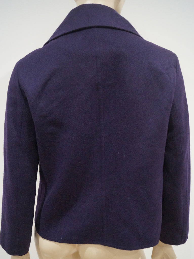AKRIS Women's Purple 100% Cashmere Collared 3/4 Sleeve Winter Jacket US8 UK12