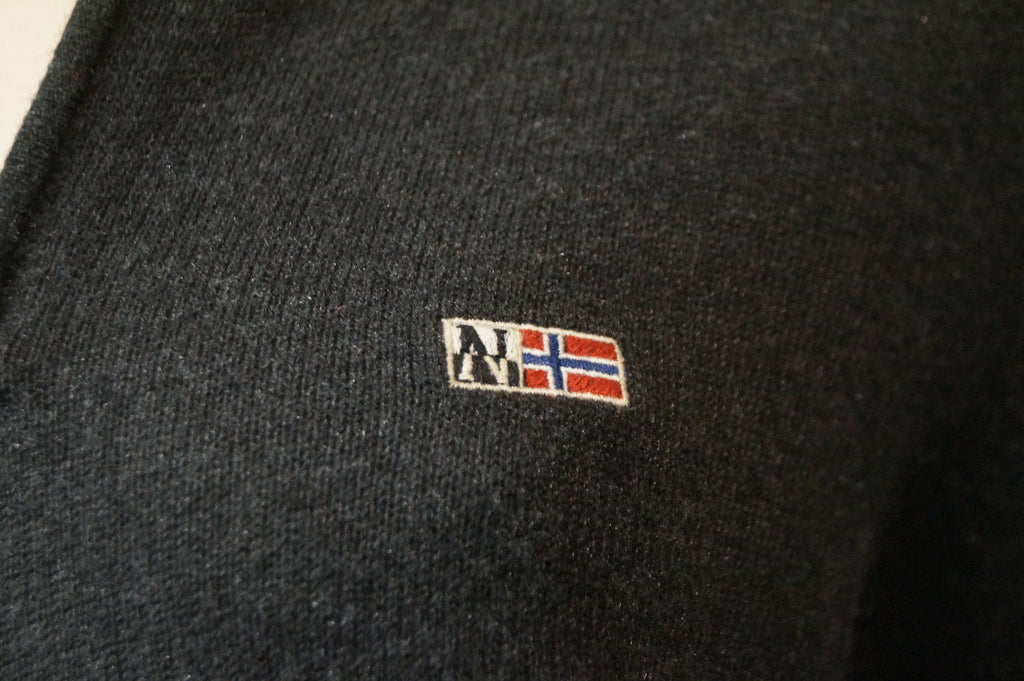 NAPAPIJRI Unisex Charcoal Grey Branded Zipper Front Knitwear Cardigan Jacket Top