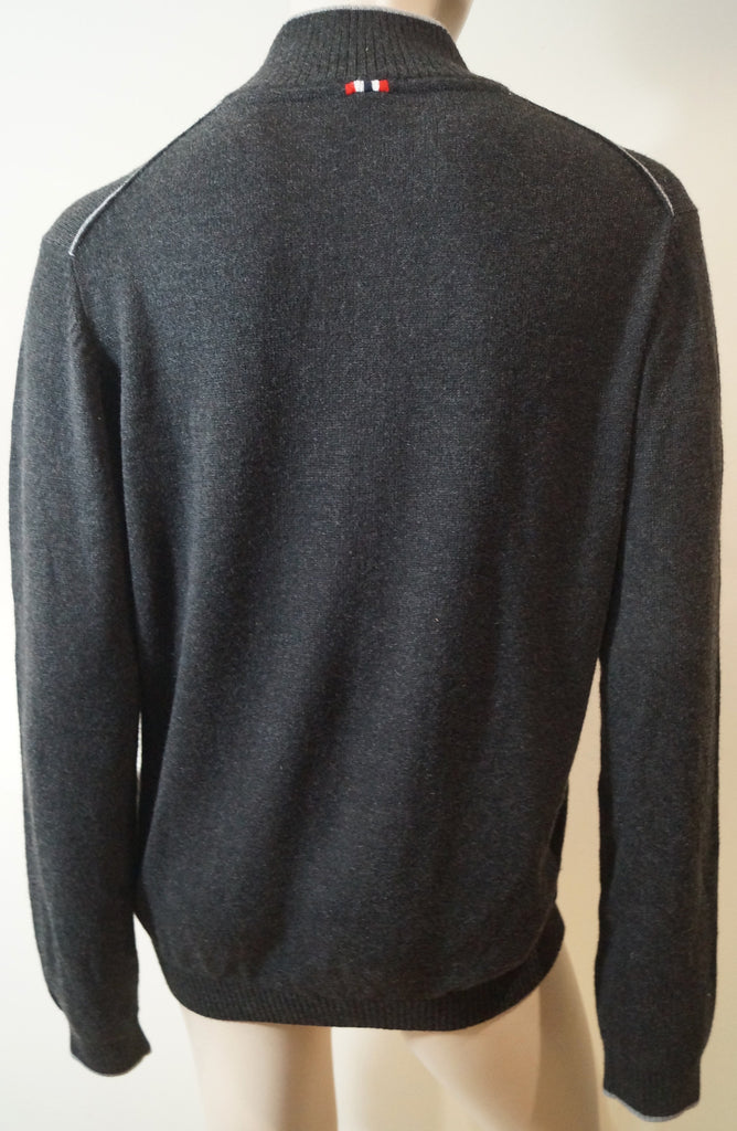 NAPAPIJRI Unisex Charcoal Grey Branded Zipper Front Knitwear Cardigan Jacket Top