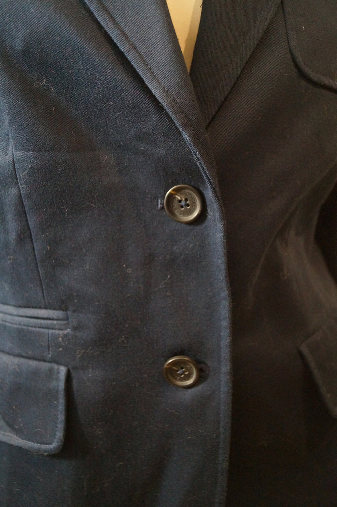 BROOKS BROTHERS 346 Womens Midnight Navy Blue Cotton Stretch Blazer Jacket UK12