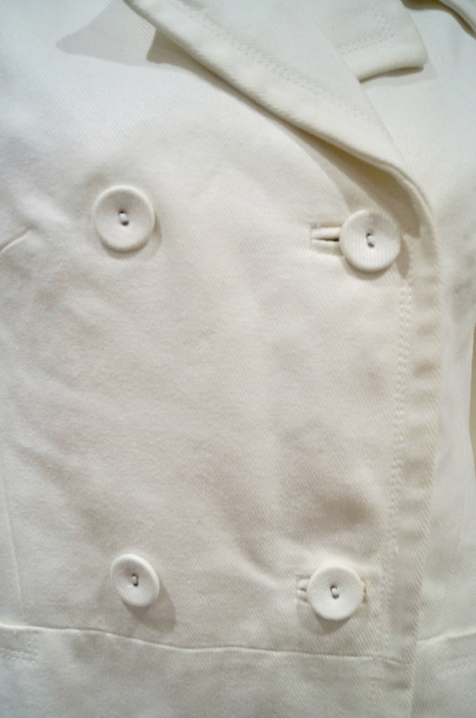 FARHI BY NICOLE FARHI Winter White Cotton & Linen Double Breasted Jacket UK10