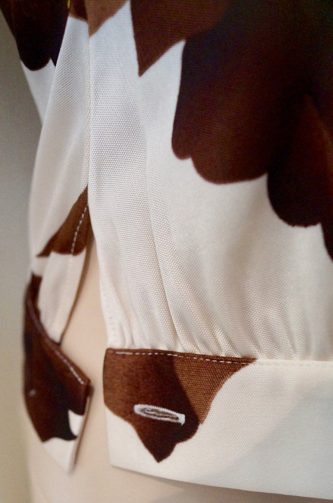 PAUL & JOE Cream & Brown Silk Blend Floral Print V Neck Sleeveless Top Sz:1 UK10