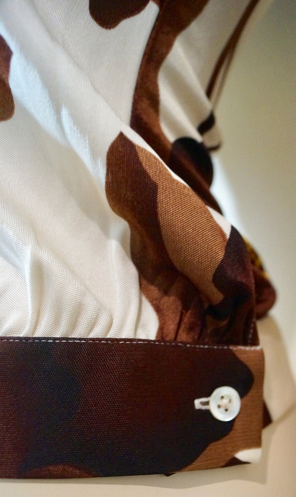 PAUL & JOE Cream & Brown Silk Blend Floral Print V Neck Sleeveless Top Sz:1 UK10