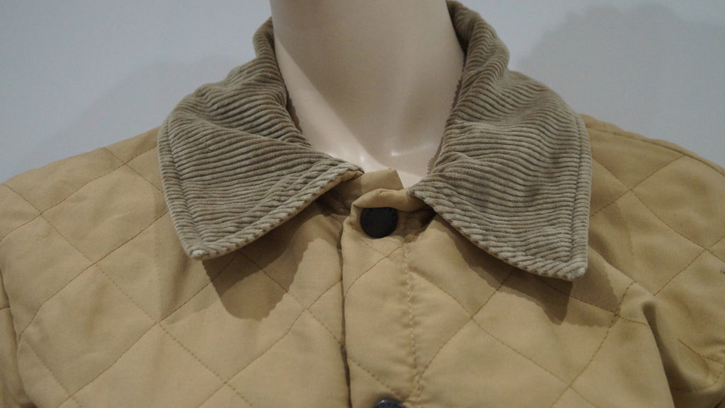 BARBOUR Menswear Beige Cord Collar Popper Fastened Outdoor Quilted Jacket M/L