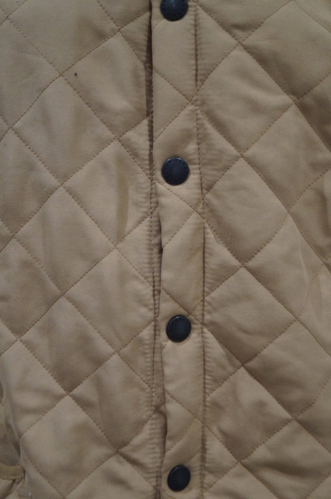 BARBOUR Menswear Beige Cord Collar Popper Fastened Outdoor Quilted Jacket M/L