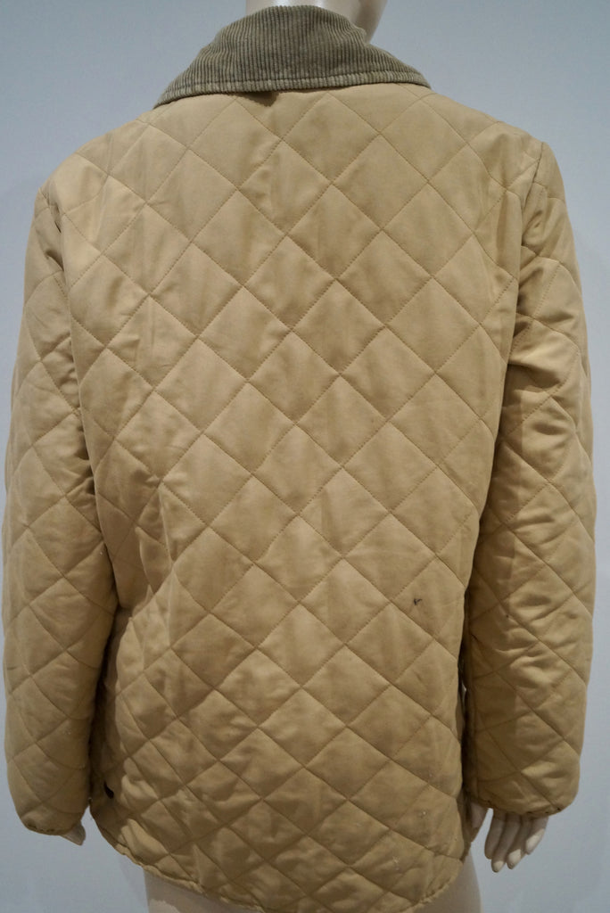 BARBOUR Menswear Beige Cord Collar Popper Fastened Outdoor Quilted Jacket M/L