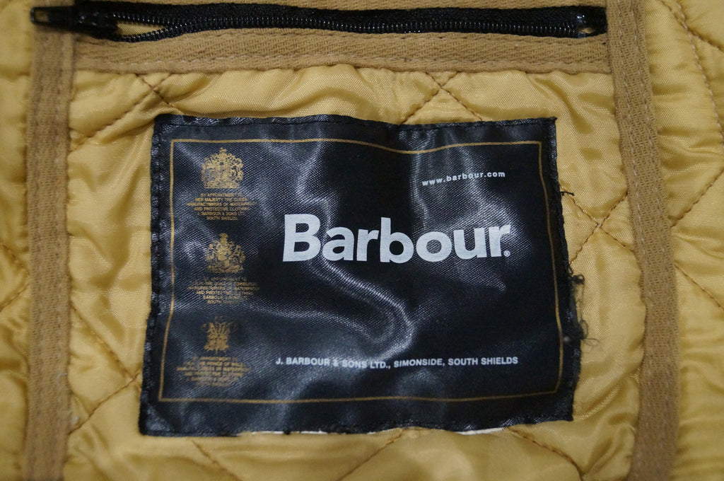 BARBOUR Menswear Beige Cord Collar Popper Fastened Outdoor Quilted Jacket M/L