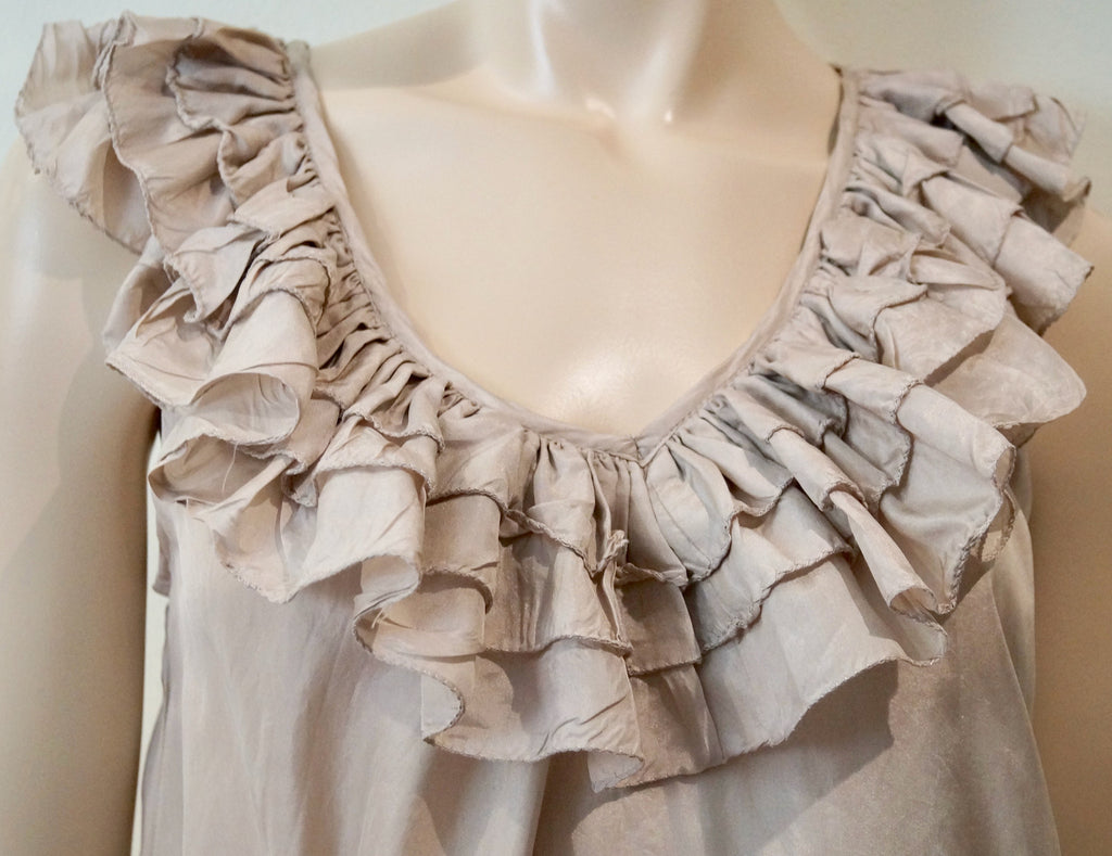 DAY BIRGER ET MIKKELSEN Women's Beige Sheen 100% Silk Sleeveless Dress DK34 UK8