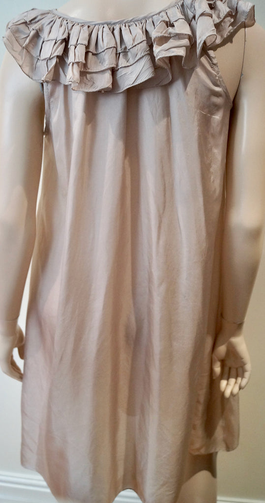 DAY BIRGER ET MIKKELSEN Women's Beige Sheen 100% Silk Sleeveless Dress DK34 UK8