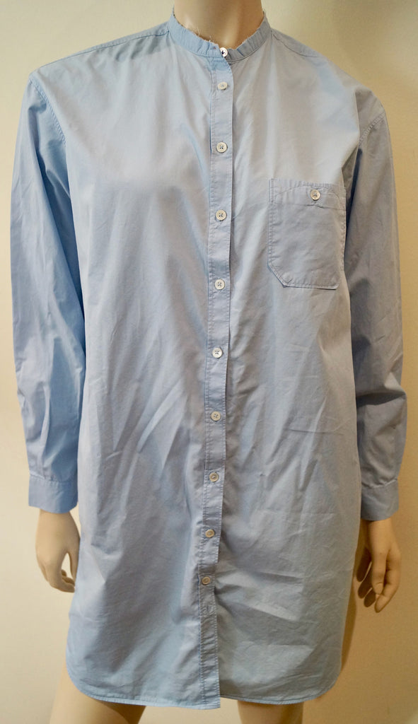 PAUL BY PAUL SMITH Pale Blue 100% Cotton Collarless Long Length Shirt 42 UK10