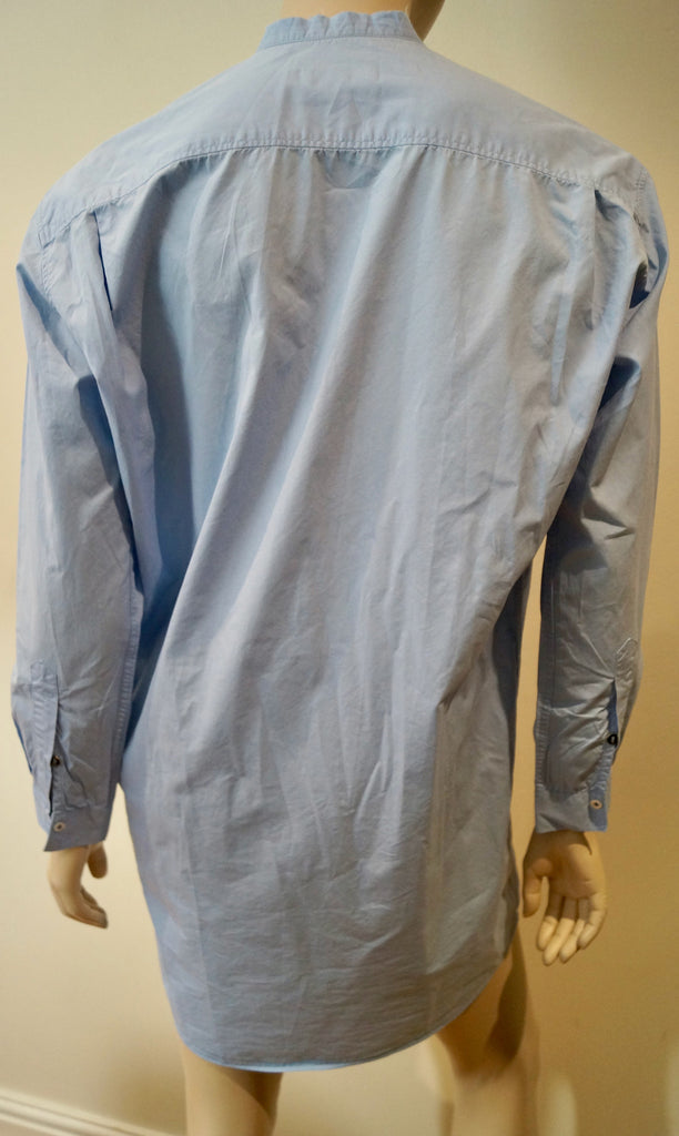 PAUL BY PAUL SMITH Pale Blue 100% Cotton Collarless Long Length Shirt 42 UK10