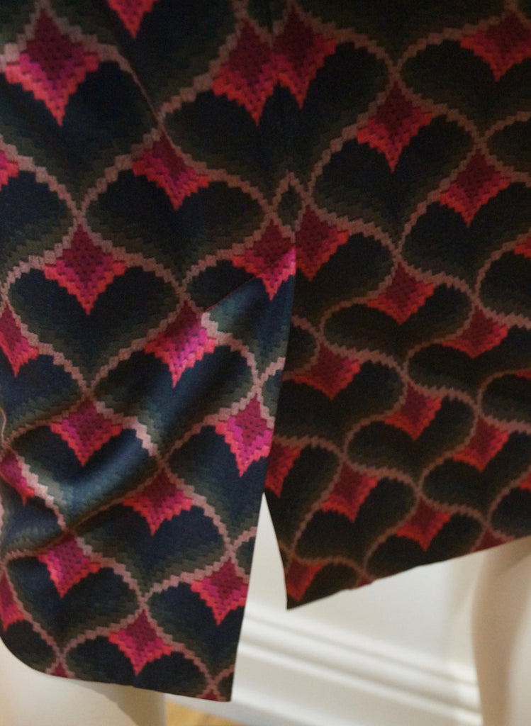 EMMA COOK Womens Red Pink Green Heart Print Lace Detail Formal Pencil Skirt UK10