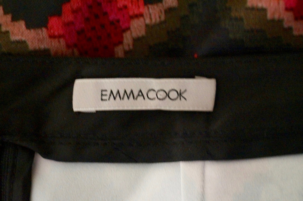 EMMA COOK Womens Red Pink Green Heart Print Lace Detail Formal Pencil Skirt UK10