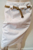 YVES SAINT LAURENT RIVE GAUCHE Cream 100% Cotton Belted Pencil Skirt 38 UK10