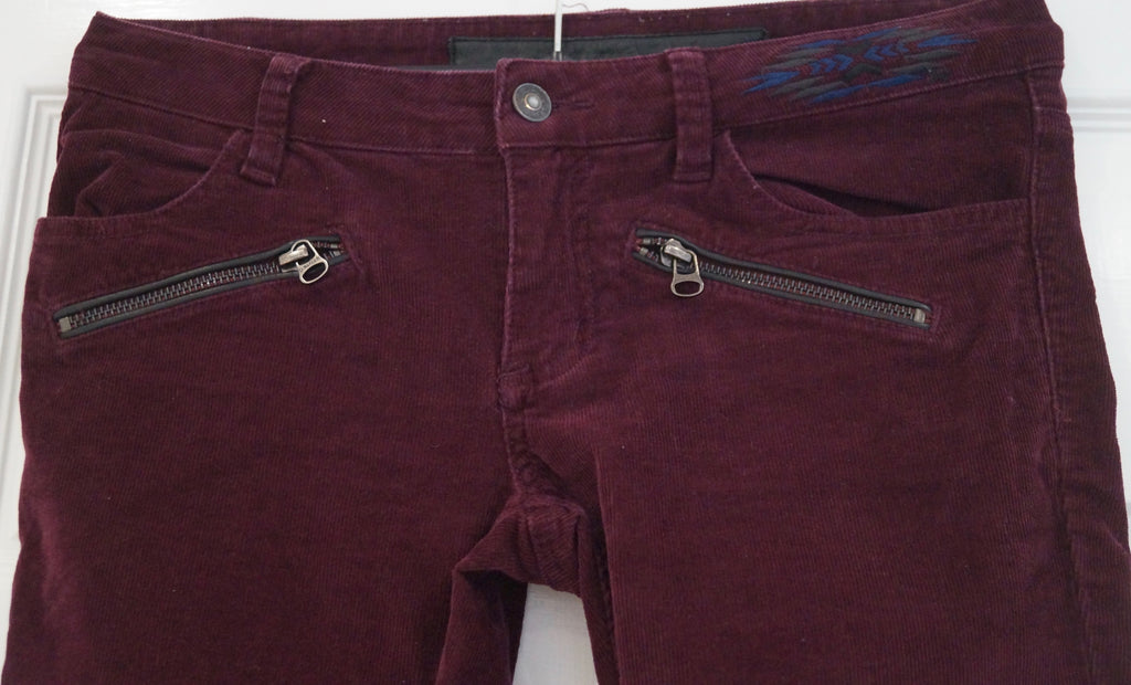 ZADIG & VOLTAIRE Burgundy Cotton Stretch Corduroy Trousers Jeans Pants Sz:36 / S
