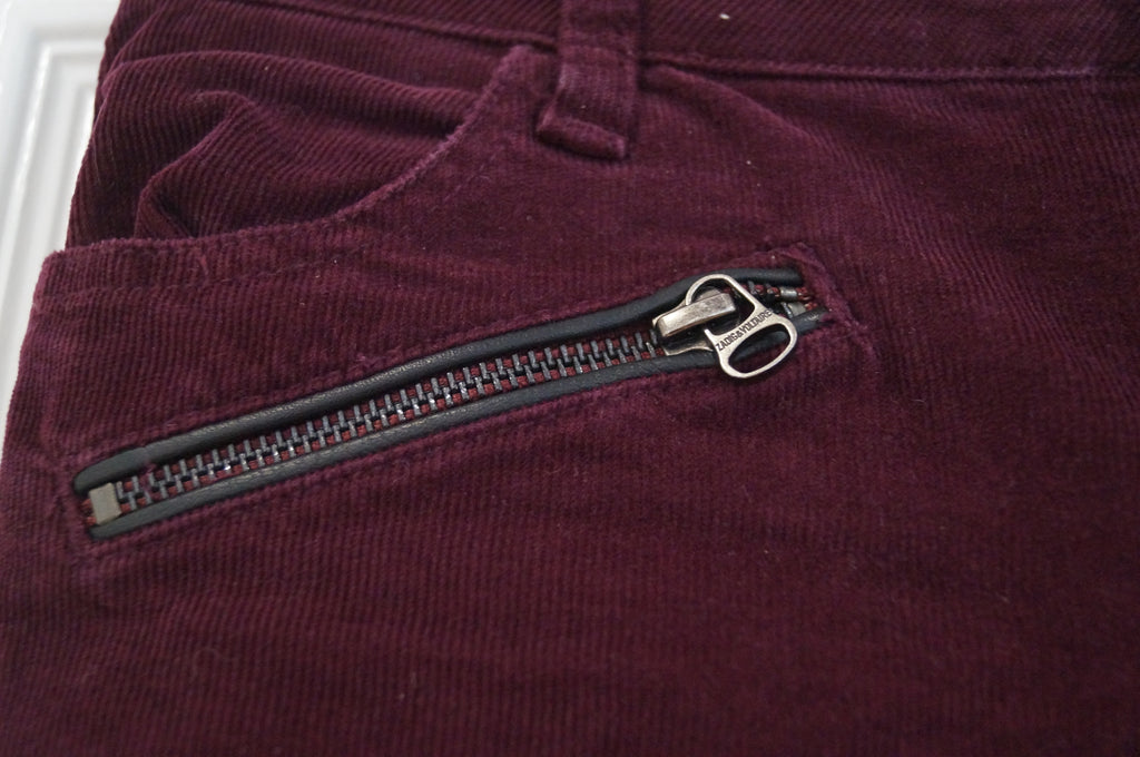 ZADIG & VOLTAIRE Burgundy Cotton Stretch Corduroy Trousers Jeans Pants Sz:36 / S