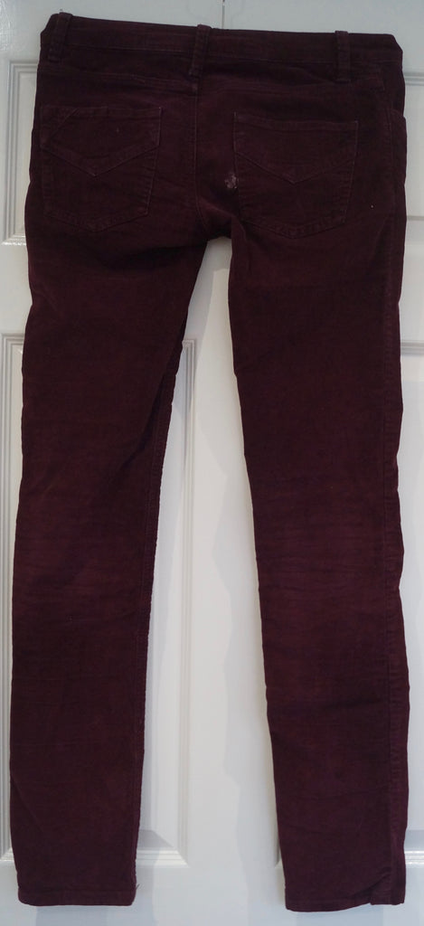 ZADIG & VOLTAIRE Burgundy Cotton Stretch Corduroy Trousers Jeans Pants Sz:36 / S
