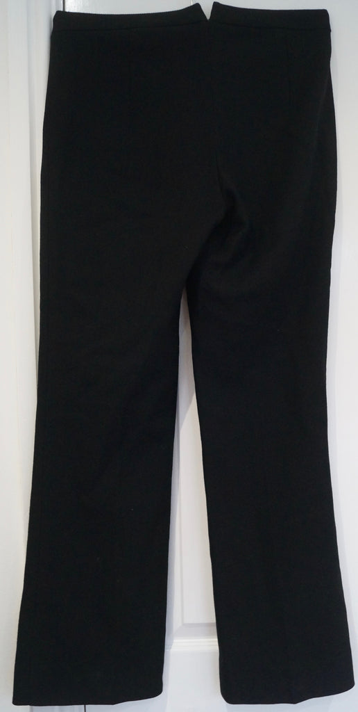 DONNA KARAN NEW YORK Black Wool Stretch Wide Leg Formal Trousers Pants UK10