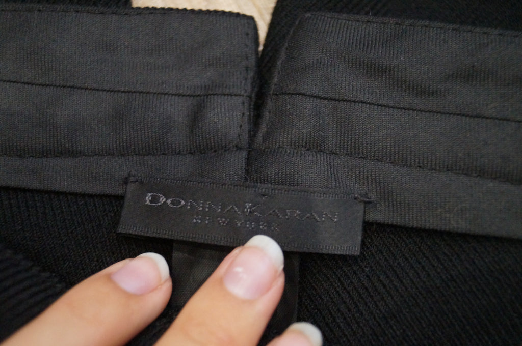 DONNA KARAN NEW YORK Black Wool Stretch Wide Leg Formal Trousers Pants UK10