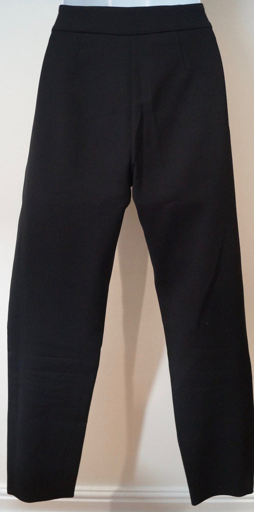 CEDRIC CHARLIER Black Faux Leather Panel Tapered Leg Trousers Pants I40 UK8