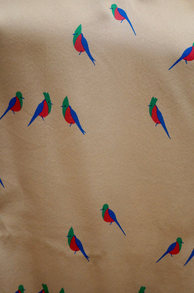 MARC BY MARC JACOBS Pale Pink Silk Bird Print V Neck Sleeveless Blouse Top S