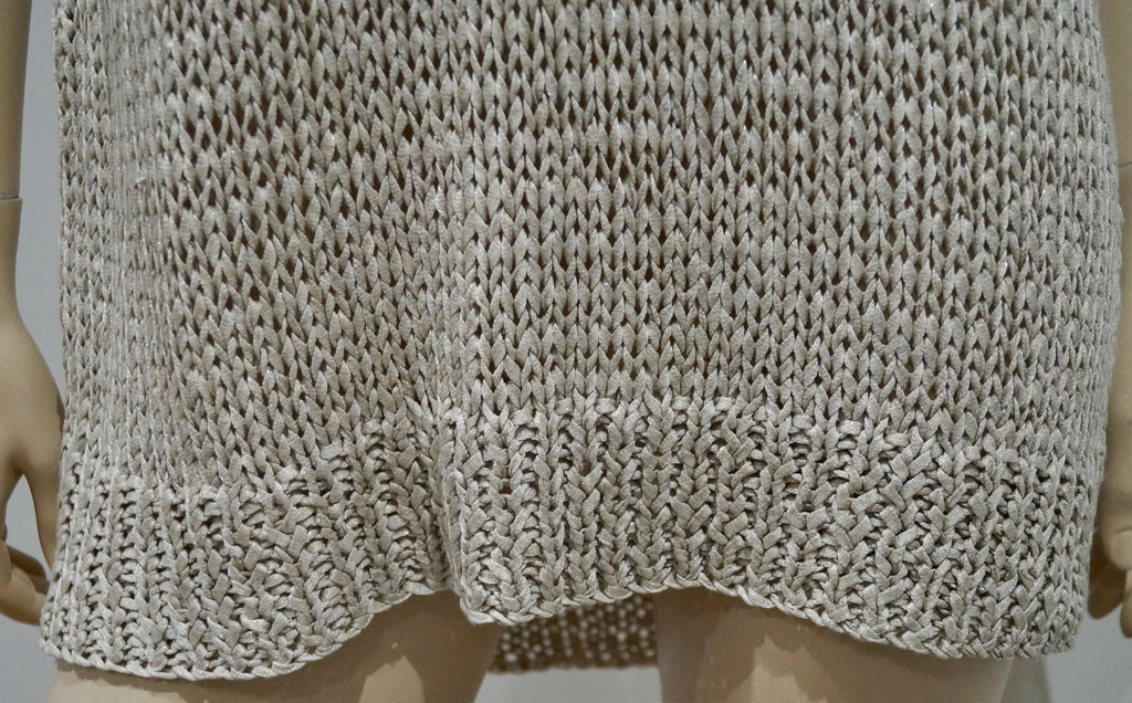 EILEEN FISHER Beige Chunky Knitwear V Neck Sleeveless Long Length Tank Vest Top