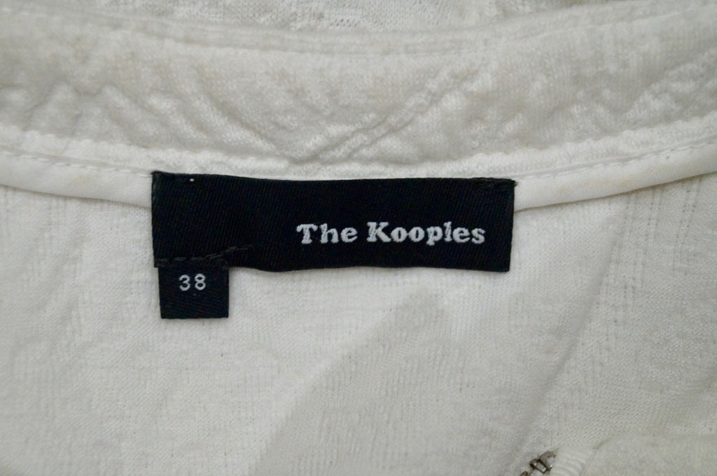 THE KOOPLES Winter White Paisley Textured Pattern Pleated Hem Mini Dress 38 UK10