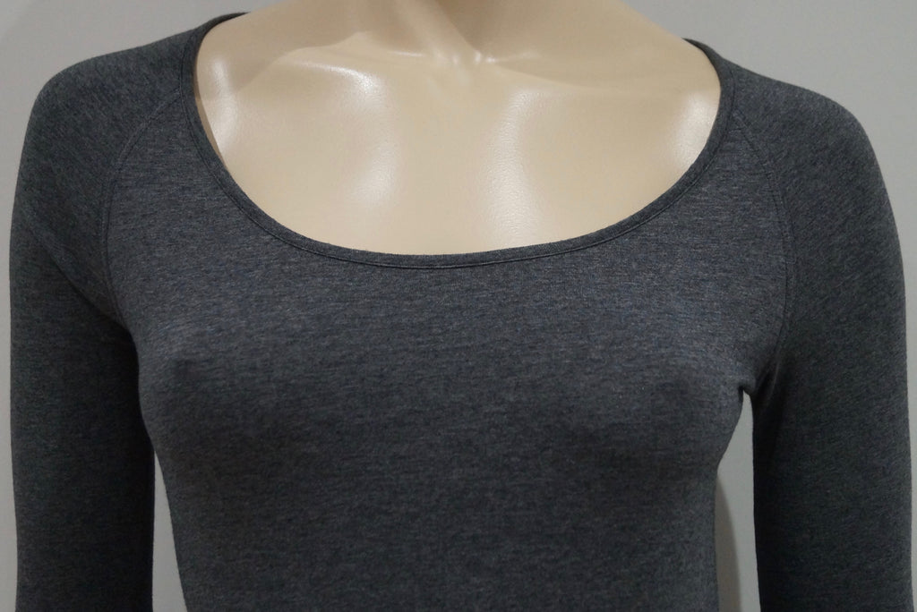 ASPESI Charcoal Grey Cotton Stretch Round Neck Long Sleeve Bodycon Maxi Dress M