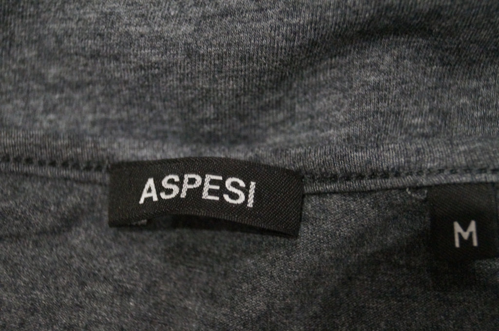 ASPESI Charcoal Grey Cotton Stretch Round Neck Long Sleeve Bodycon Maxi Dress M