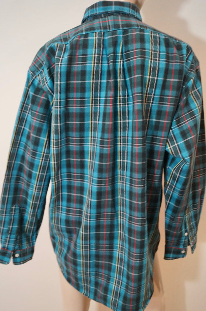 POLO RALPH LAUREN Menswear Blue Green Multi Colour Cotton Checked Shirt Sz:M