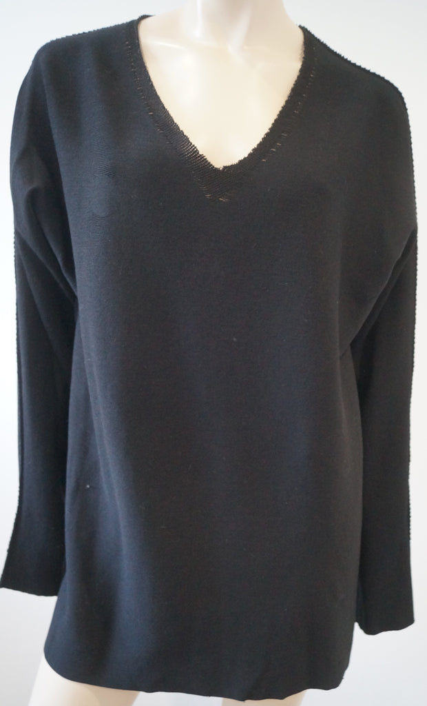 ISSEY MIYAKE MEN Menswear Black Wool Blend V Neck Jumper Sweater Top Sz JP3; M