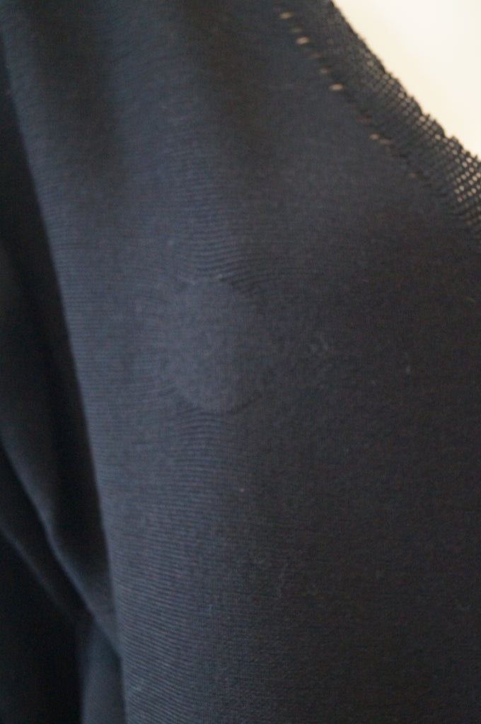 ISSEY MIYAKE MEN Menswear Black Wool Blend V Neck Jumper Sweater Top Sz JP3; M