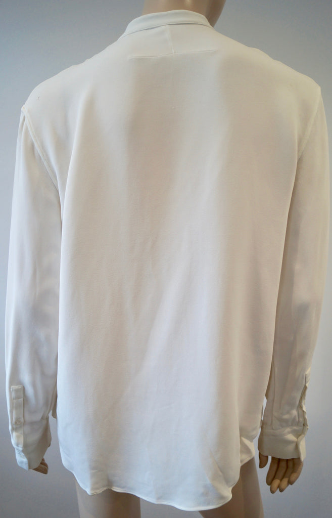 CALVIN KLEIN COLLECTION Winter White Collarless Formal Blouse Shirt Top 8/44 12
