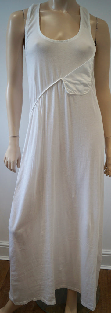 THAKOON White 100% Cotton Round Neck Sleeveless Racer Rear Summer Maxi Dress M