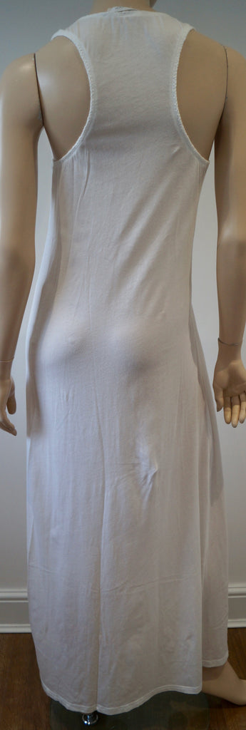 THAKOON White 100% Cotton Round Neck Sleeveless Racer Rear Summer Maxi Dress M