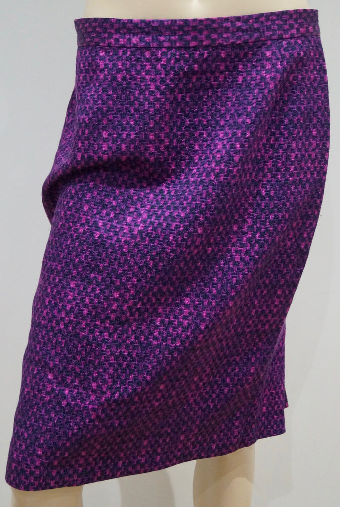 CAROLINA HERRERA Pink & Black Checked Cotton Silk Blend Jacket & Skirt Suit 8; UK12