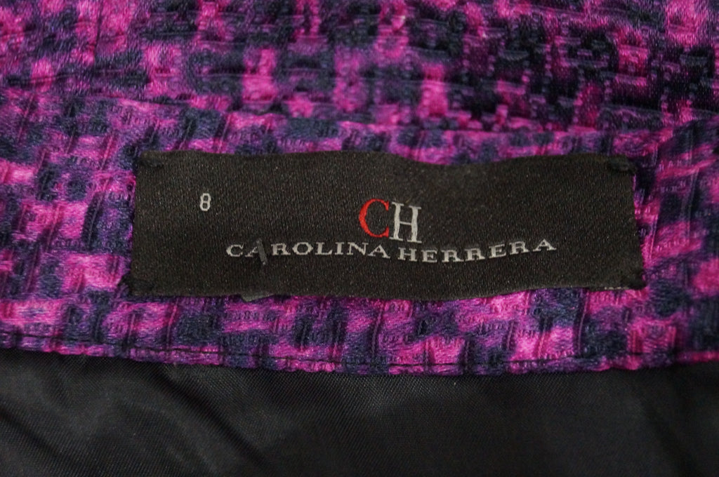 CAROLINA HERRERA Pink & Black Checked Cotton Silk Blend Jacket & Skirt Suit 8; UK12