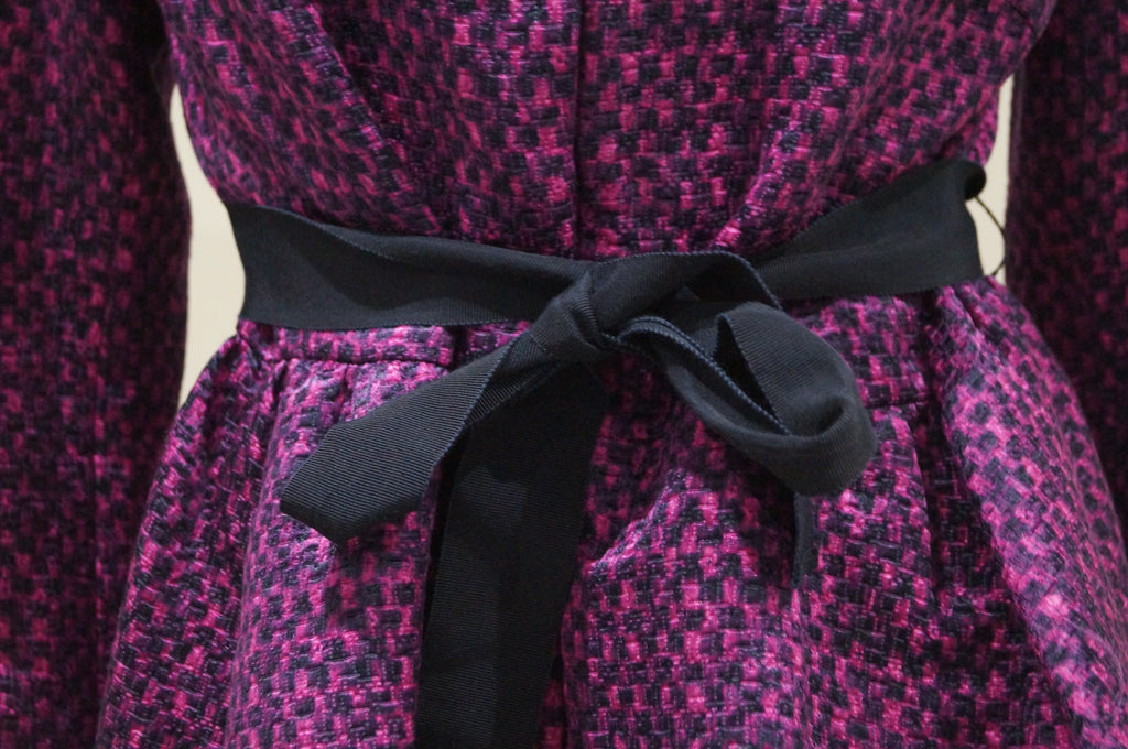 CAROLINA HERRERA Pink & Black Checked Cotton Silk Blend Jacket & Skirt Suit 8; UK12