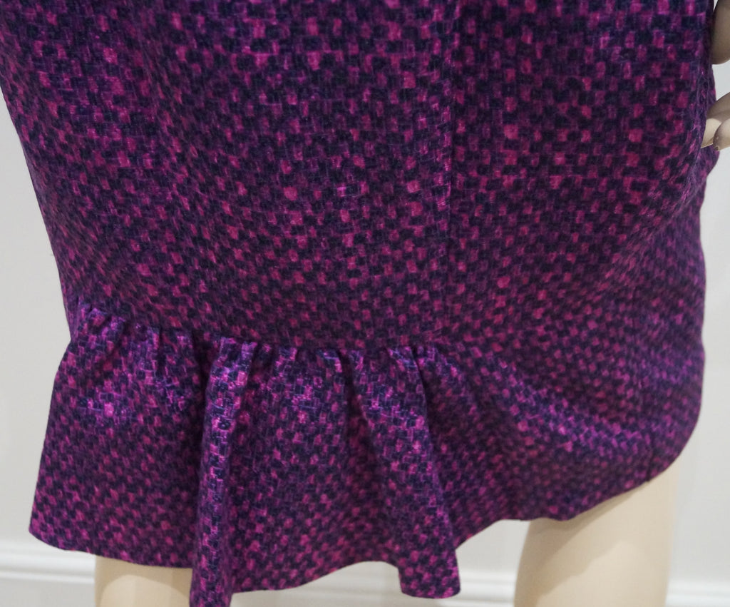 CAROLINA HERRERA Pink & Black Checked Cotton Silk Blend Jacket & Skirt Suit 8; UK12