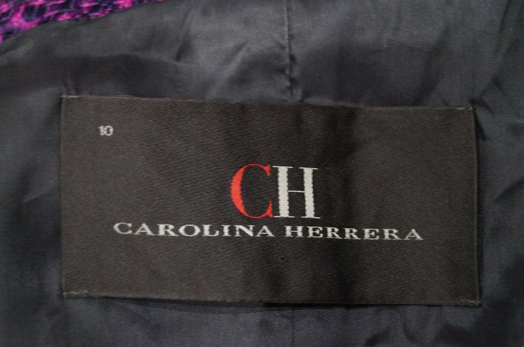 CAROLINA HERRERA Pink & Black Checked Cotton Silk Blend Jacket & Skirt Suit 8; UK12