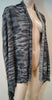 YIGAL AZZOUEL Grey & Charcoal Cotton Animal Stripe Print Open Front Cardigan M
