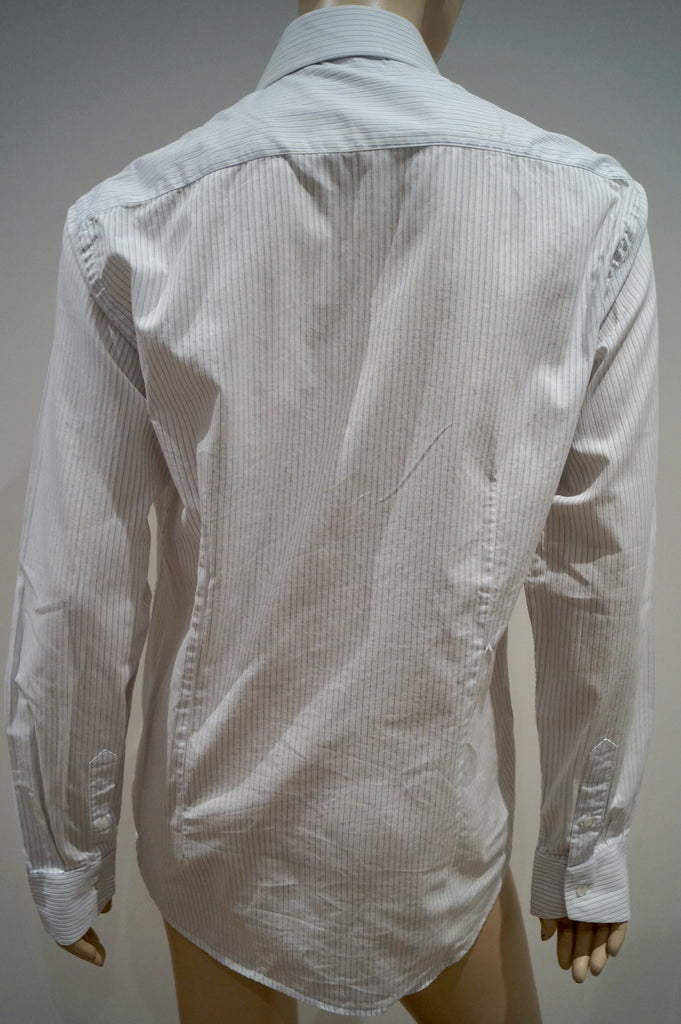 JUST CAVALLI Menswear Blue & White 100% Cotton Pinstripe Formal Shirt 40
