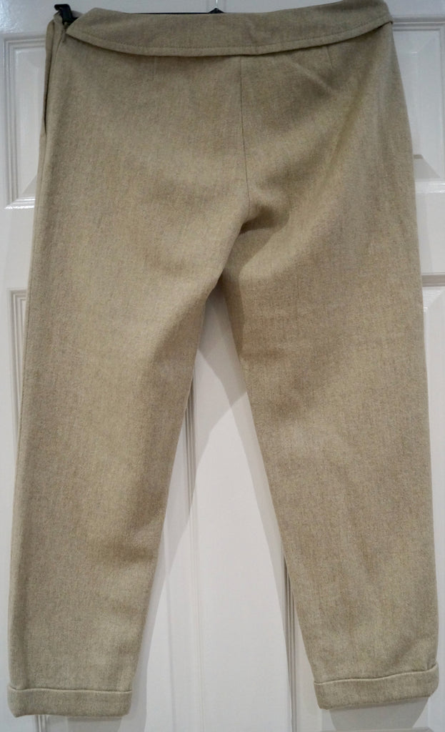 PAULE KA Beige Pure Wool Blend Capri Crop Lined Winter Trousers Pants 38 UK10