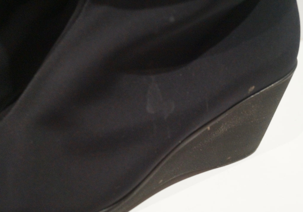 BLUE VELVET Women's Black Textile Wedge Heel Rubber Sole Tall Boots EU40 UK7